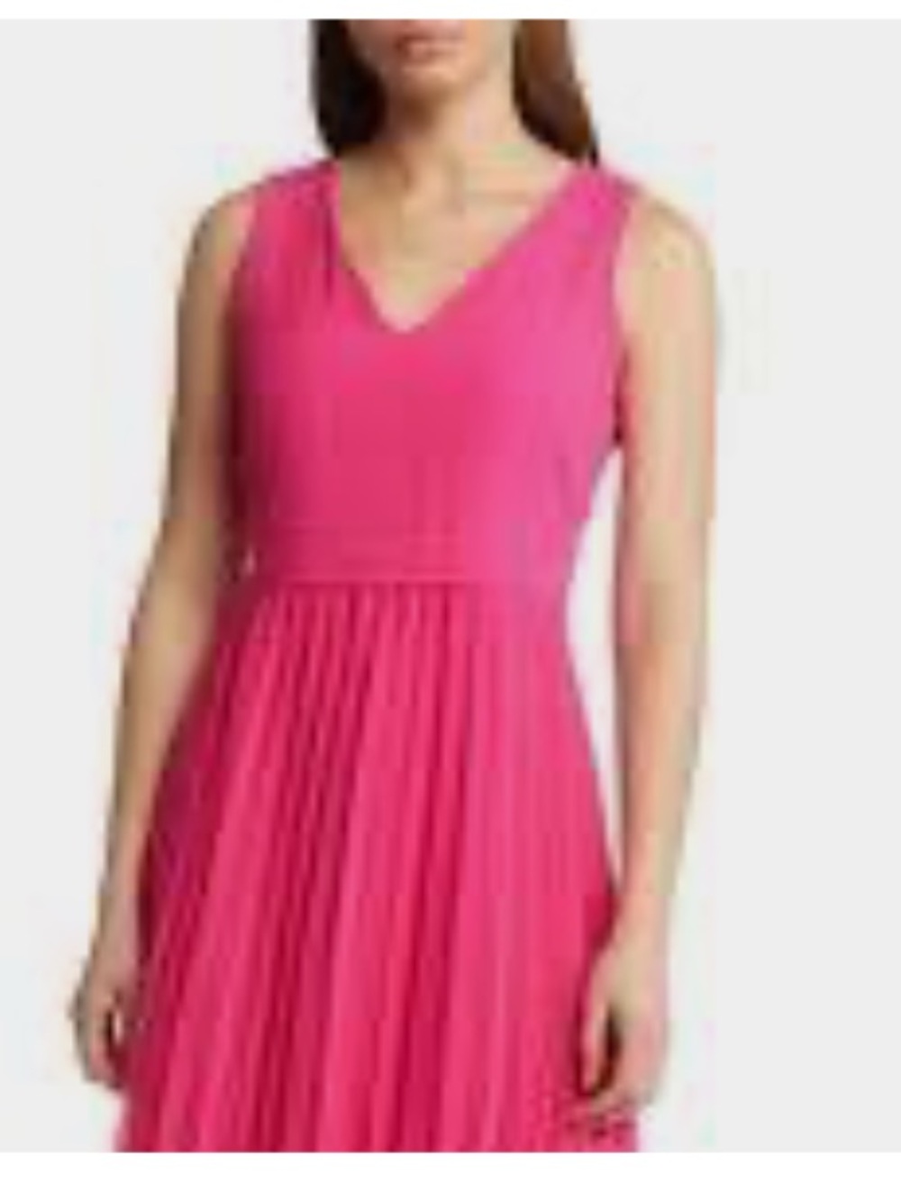 Sam Edelman Hot Pink Pleated V-Neck Sleeveless Midi Dress